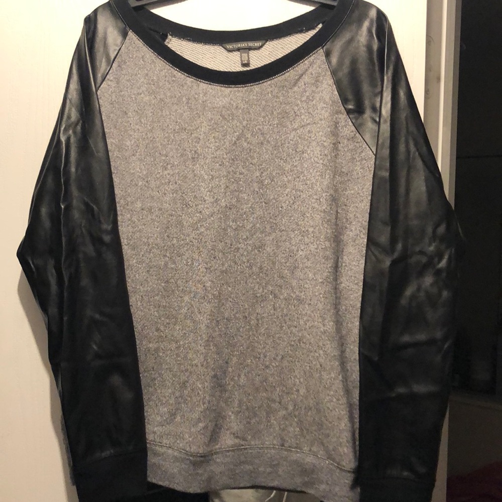 Long-sleeve, Victoria’s Secret sweatshirt.
